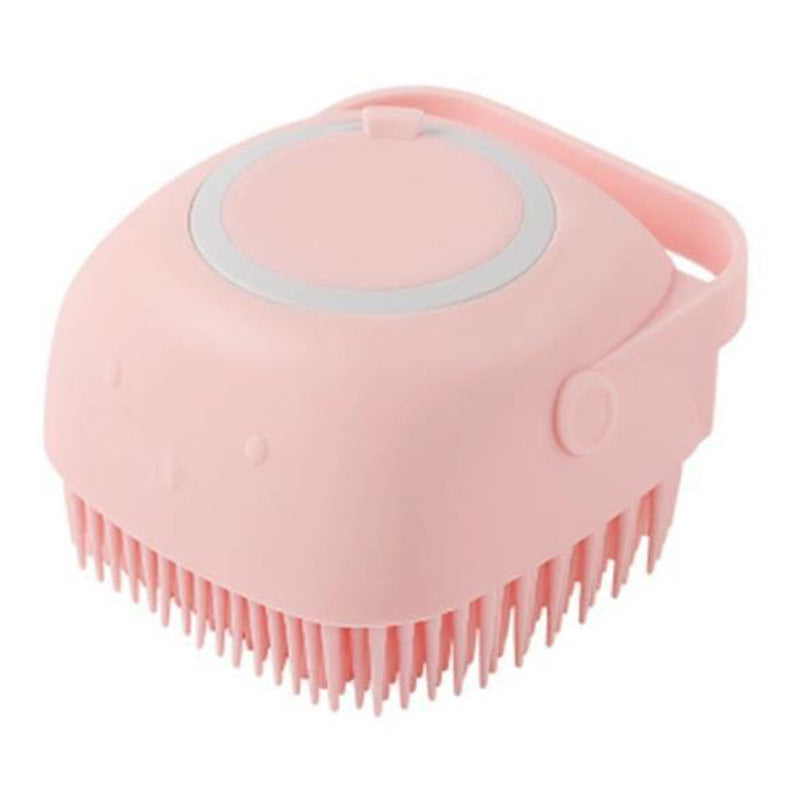 Silicone Pet Bath Massage Brush with Shampoo Dispenser