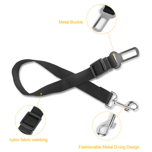 Adjustable Pet Seat Belt Leash for Dogs & Cats – 2Pcs Set