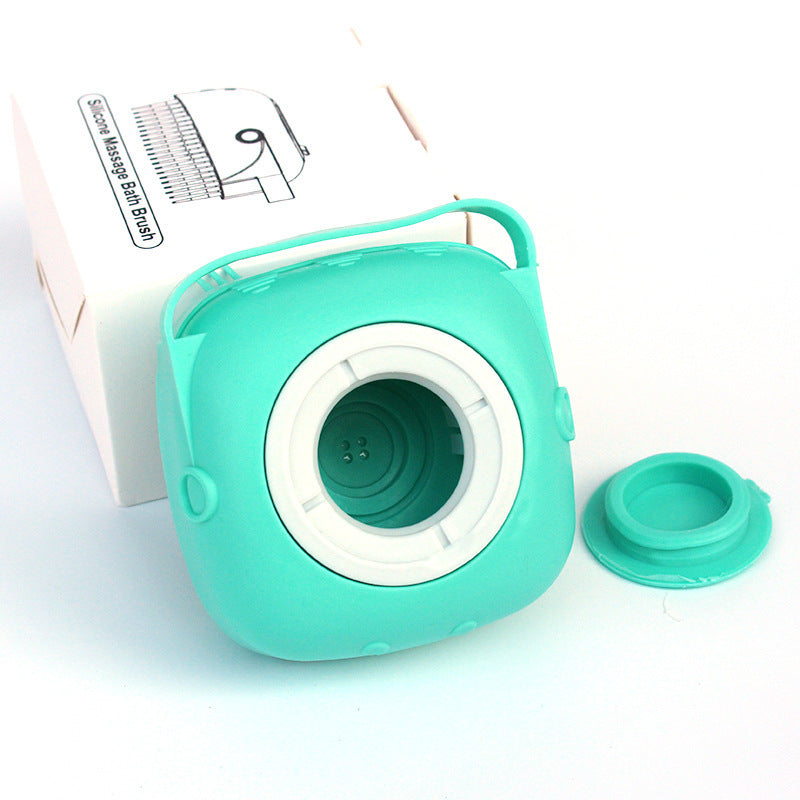 Silicone Pet Bath Massage Brush with Shampoo Dispenser