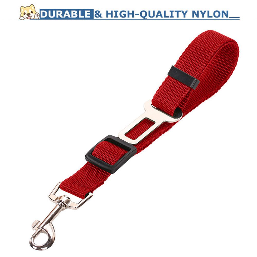 Durable Adjustable Pet Car Seat Belt – Nylon Safety Leash for Dogs & Cats