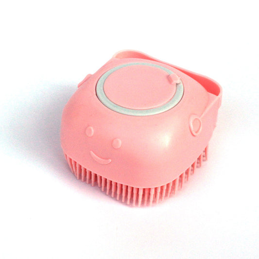 Silicone Pet Bath Massage Brush with Shampoo Dispenser