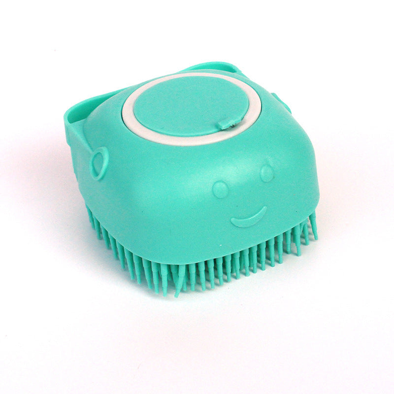 Silicone Pet Bath Massage Brush with Shampoo Dispenser