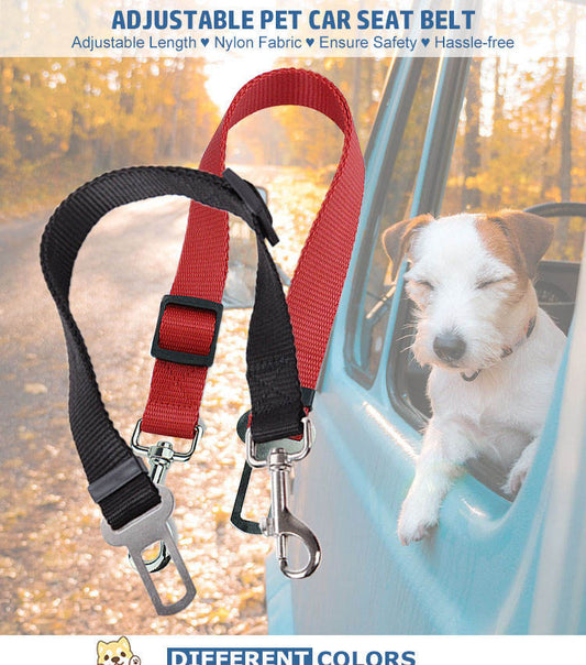 Durable Adjustable Pet Car Seat Belt – Nylon Safety Leash for Dogs & Cats