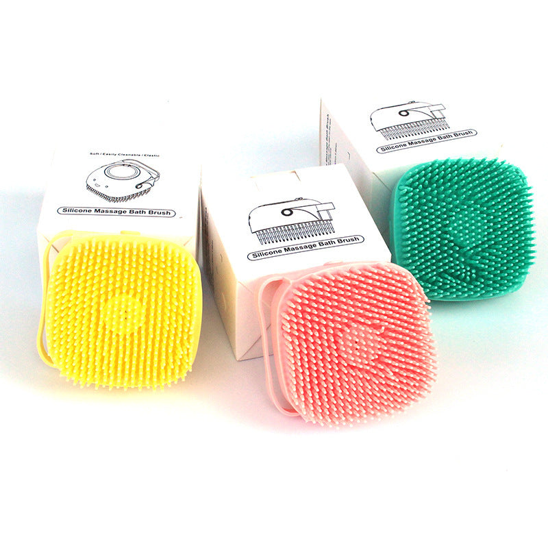 Silicone Pet Bath Massage Brush with Shampoo Dispenser