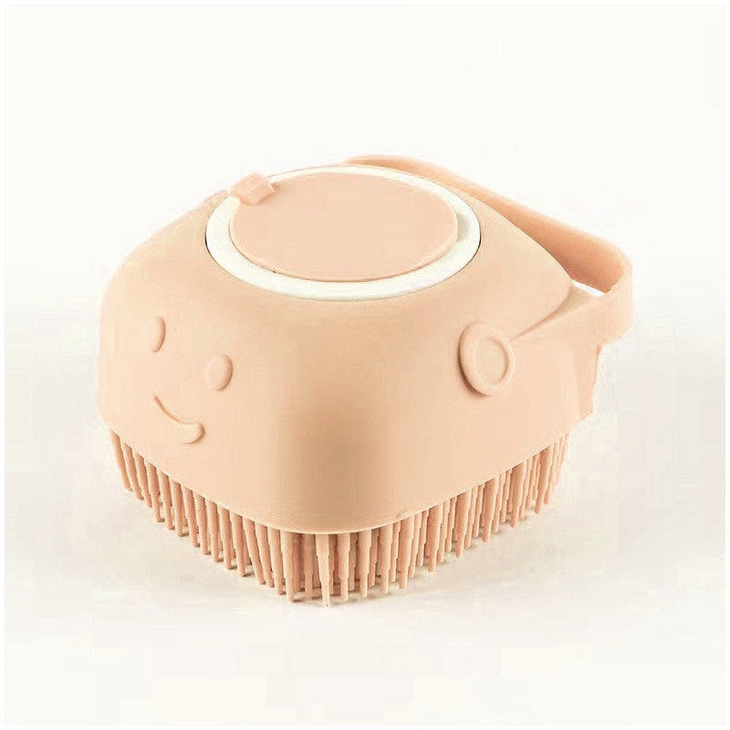 Silicone Pet Bath Massage Brush with Shampoo Dispenser