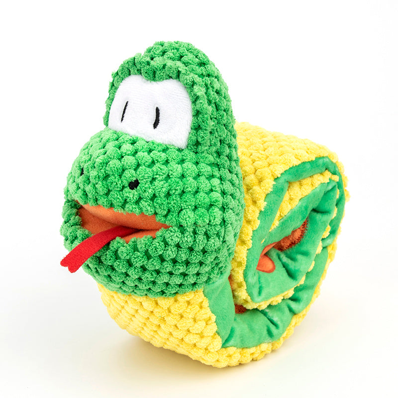 Snake Snuffle Dog Toy – Squeaky Plush Puzzle & Treat Dispenser