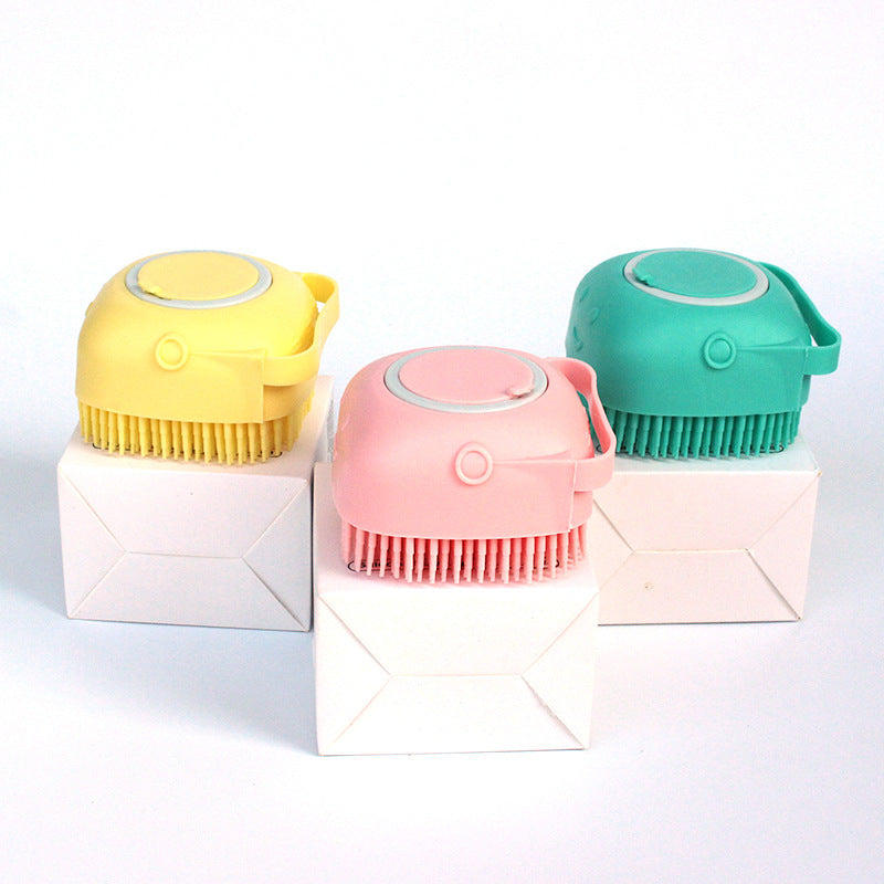 Silicone Pet Bath Massage Brush with Shampoo Dispenser