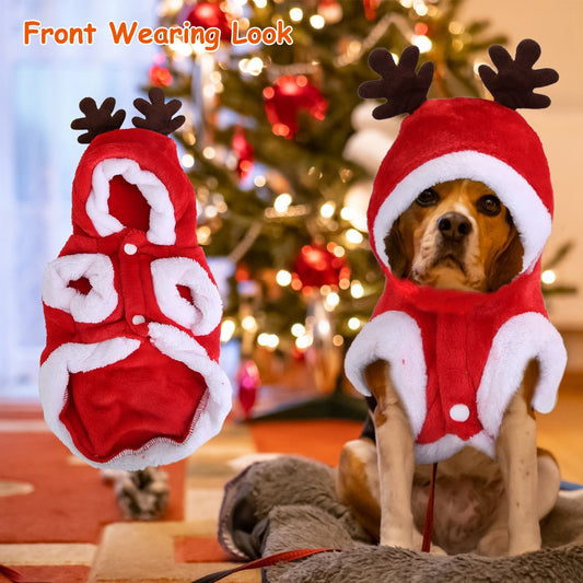 Pet Christmas Costume – Santa Claus Reindeer Outfit for Dogs & Cats