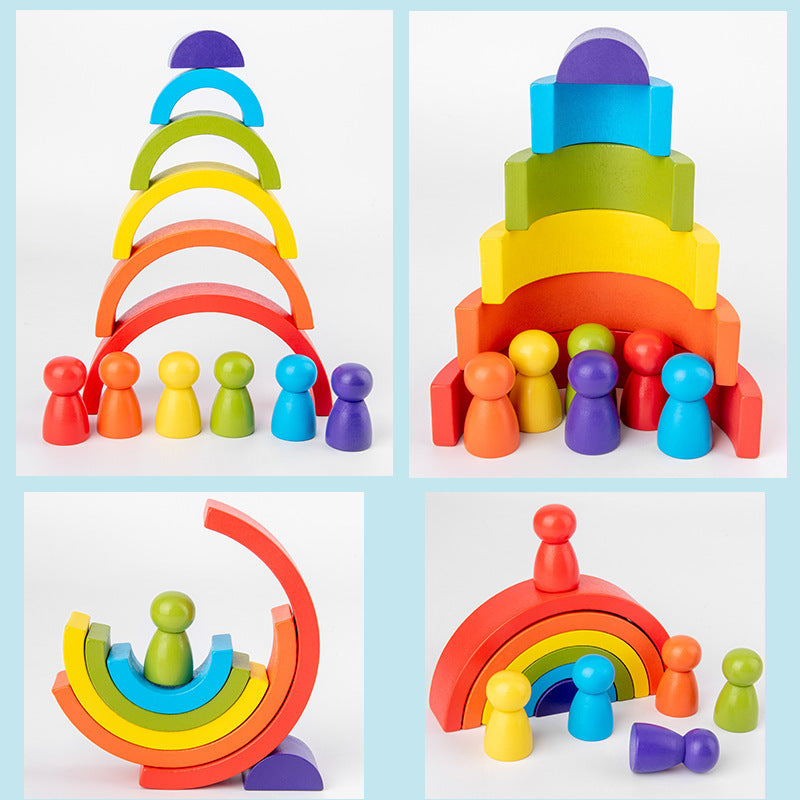 Rainbow Arch Wooden Building Blocks – Montessori Educational Toy