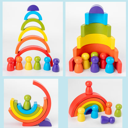 Rainbow Arch Wooden Building Blocks – Montessori Educational Toy