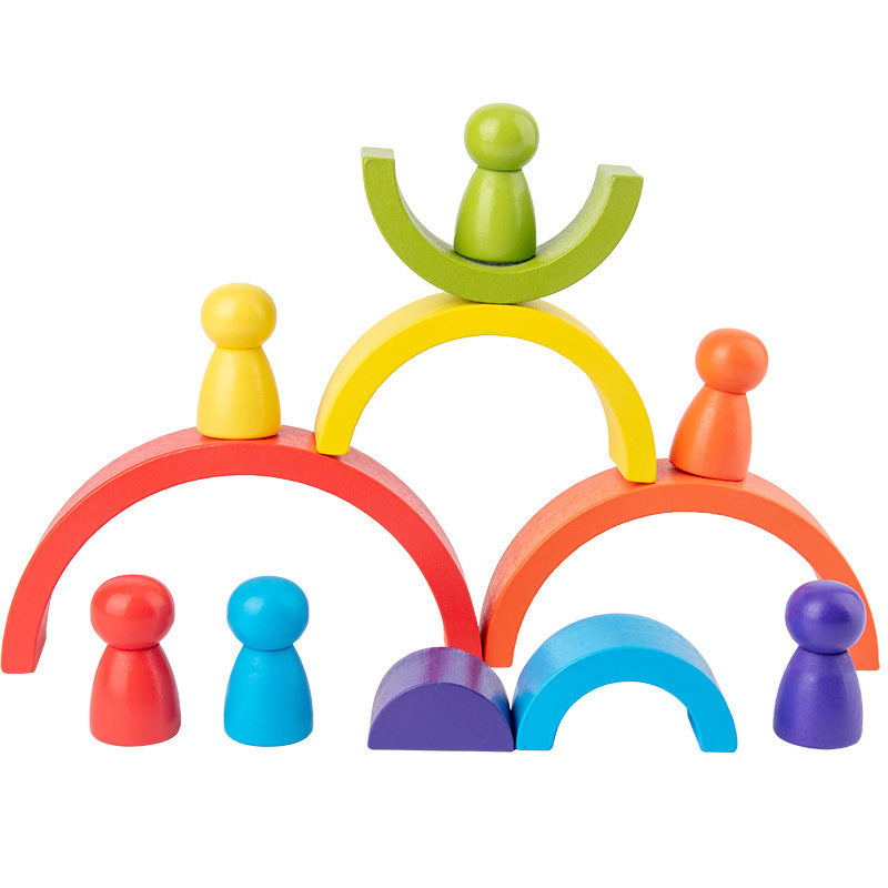 Rainbow Arch Wooden Building Blocks – Montessori Educational Toy