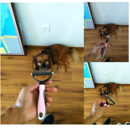 Double-Sided Pet Grooming Brush & Deshedding Tool