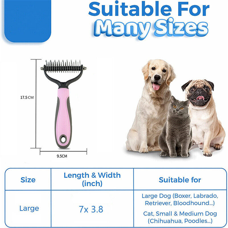 Double-Sided Pet Grooming Brush & Deshedding Tool