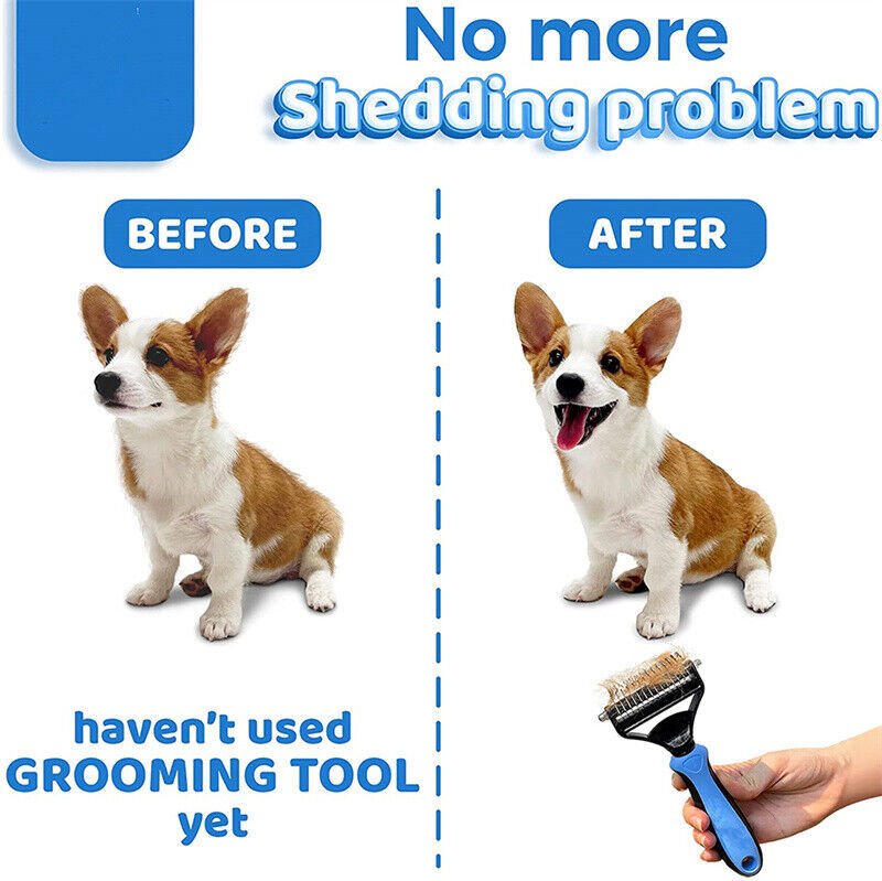 Double-Sided Pet Grooming Brush & Deshedding Tool