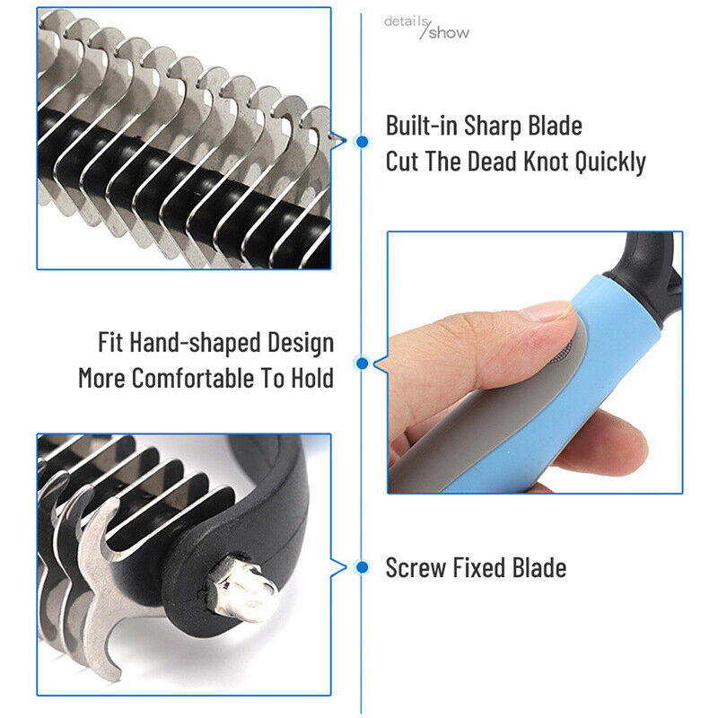 Double-Sided Pet Grooming Brush & Deshedding Tool