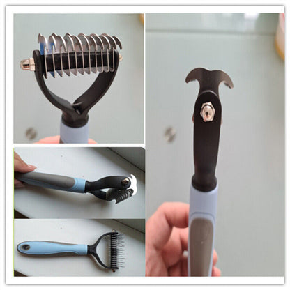 Double-Sided Pet Grooming Brush & Deshedding Tool