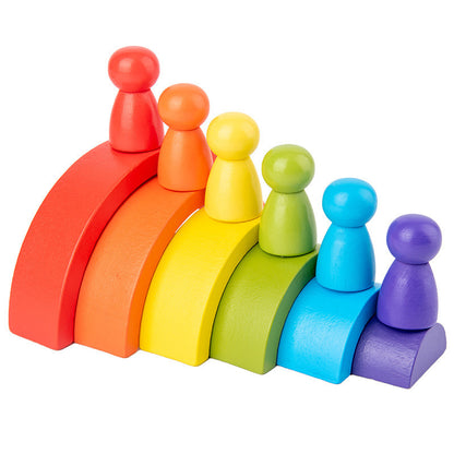 Rainbow Arch Wooden Building Blocks – Montessori Educational Toy