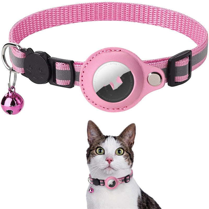 Reflective Nylon Pet Collar with AirTag Holder – Waterproof Pet Tracker Case