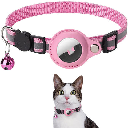 Reflective Nylon Pet Collar with AirTag Holder – Waterproof Pet Tracker Case