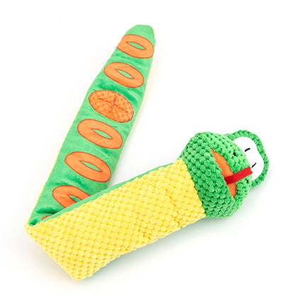Snake Snuffle Dog Toy – Squeaky Plush Puzzle & Treat Dispenser