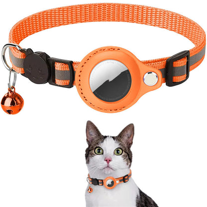 Reflective Nylon Pet Collar with AirTag Holder – Waterproof Pet Tracker Case
