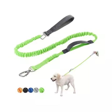 Heavy Duty Dog Leash with Double Handle & Car Seat Belt, 4–6 ft