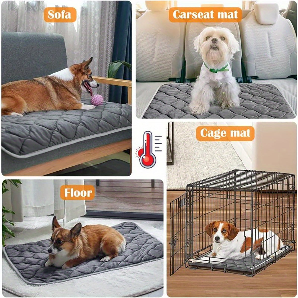 Self-Heating Pet Bed Mat for Dogs & Cats – Warm, Non-Slip, Washable Pad
