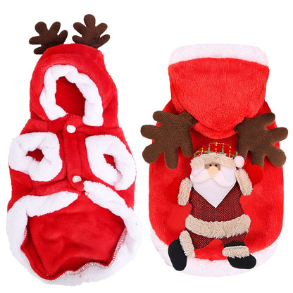 Pet Christmas Costume – Santa Claus Reindeer Outfit for Dogs & Cats