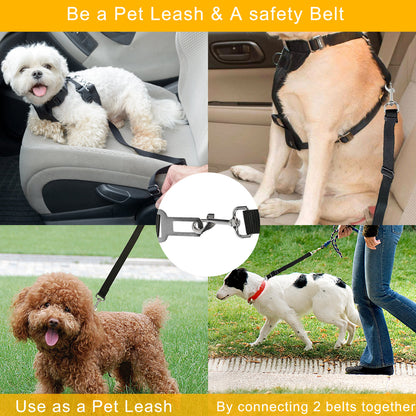 Adjustable Pet Seat Belt Leash for Dogs & Cats – 2Pcs Set