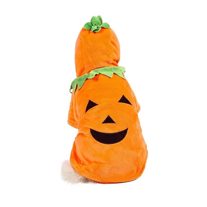 Dog Pumpkin Hoodie – Halloween Costume Warm Fleece for Pets