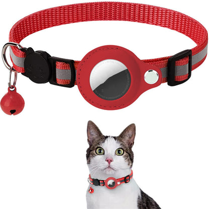 Reflective Nylon Pet Collar with AirTag Holder – Waterproof Pet Tracker Case