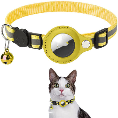 Reflective Nylon Pet Collar with AirTag Holder – Waterproof Pet Tracker Case