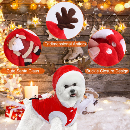 Pet Christmas Costume – Santa Claus Reindeer Outfit for Dogs & Cats
