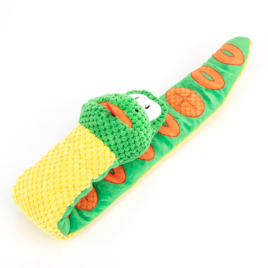 Snake Snuffle Dog Toy – Squeaky Plush Puzzle & Treat Dispenser