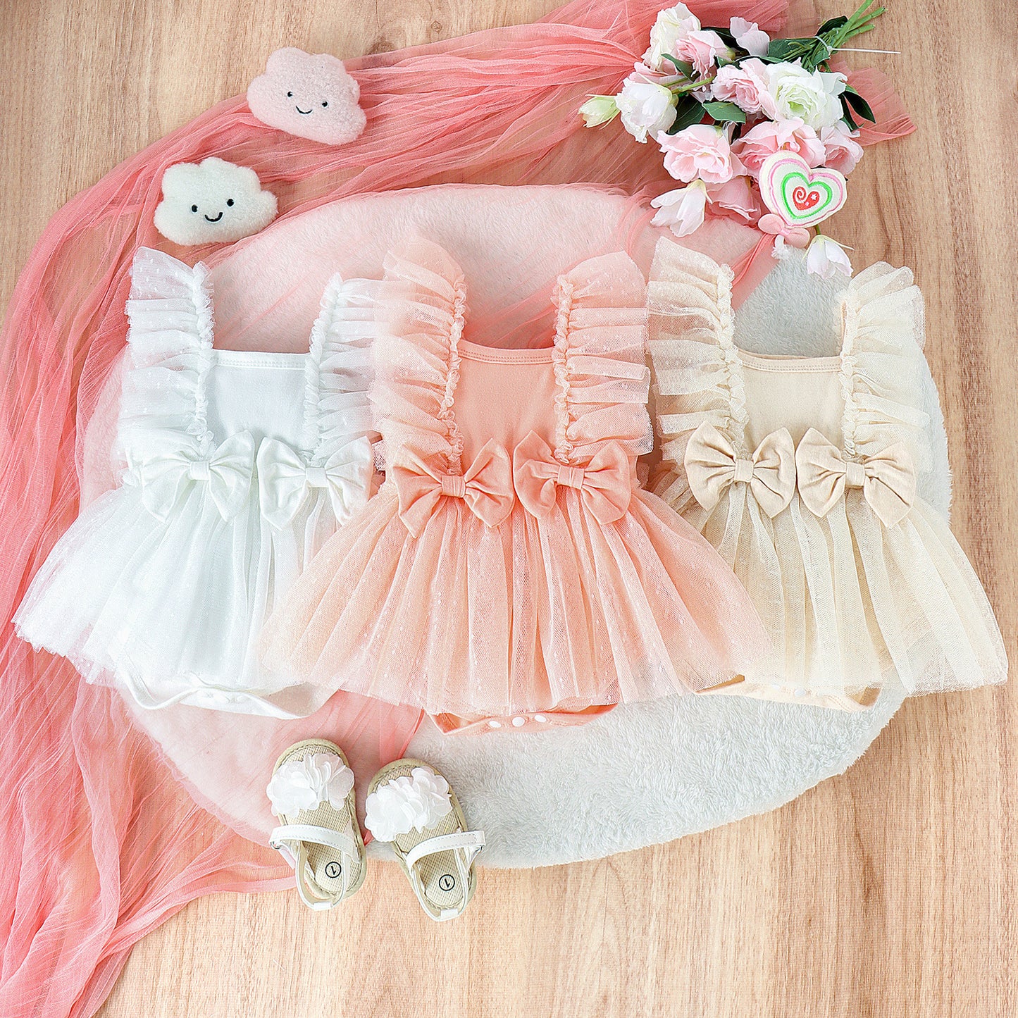 Baby Girl Jumpsuit – Cotton Net Skirt Princess Dress