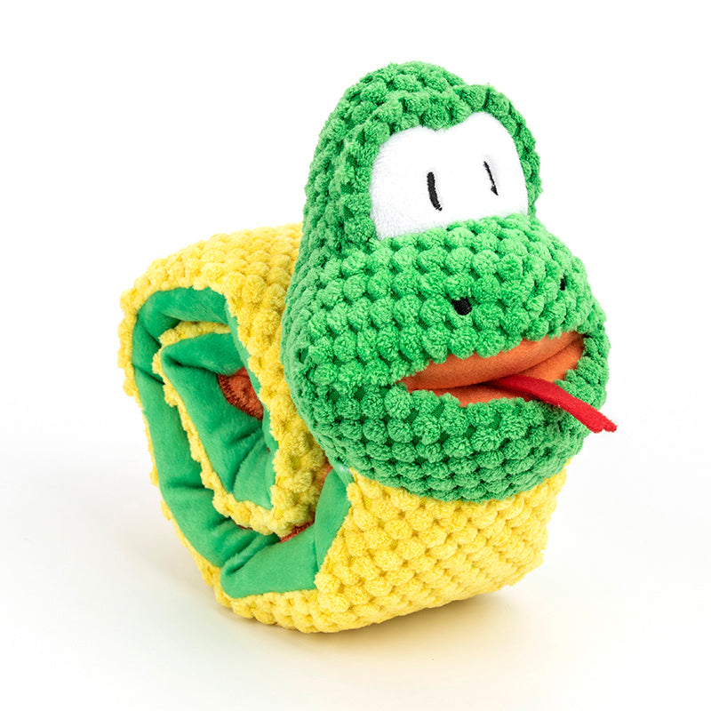 Snake Snuffle Dog Toy – Squeaky Plush Puzzle & Treat Dispenser