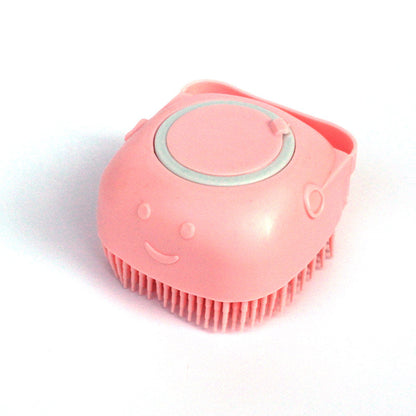 Silicone Pet Bath Massage Brush with Shampoo Dispenser