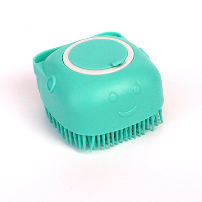 Silicone Pet Bath Massage Brush with Shampoo Dispenser