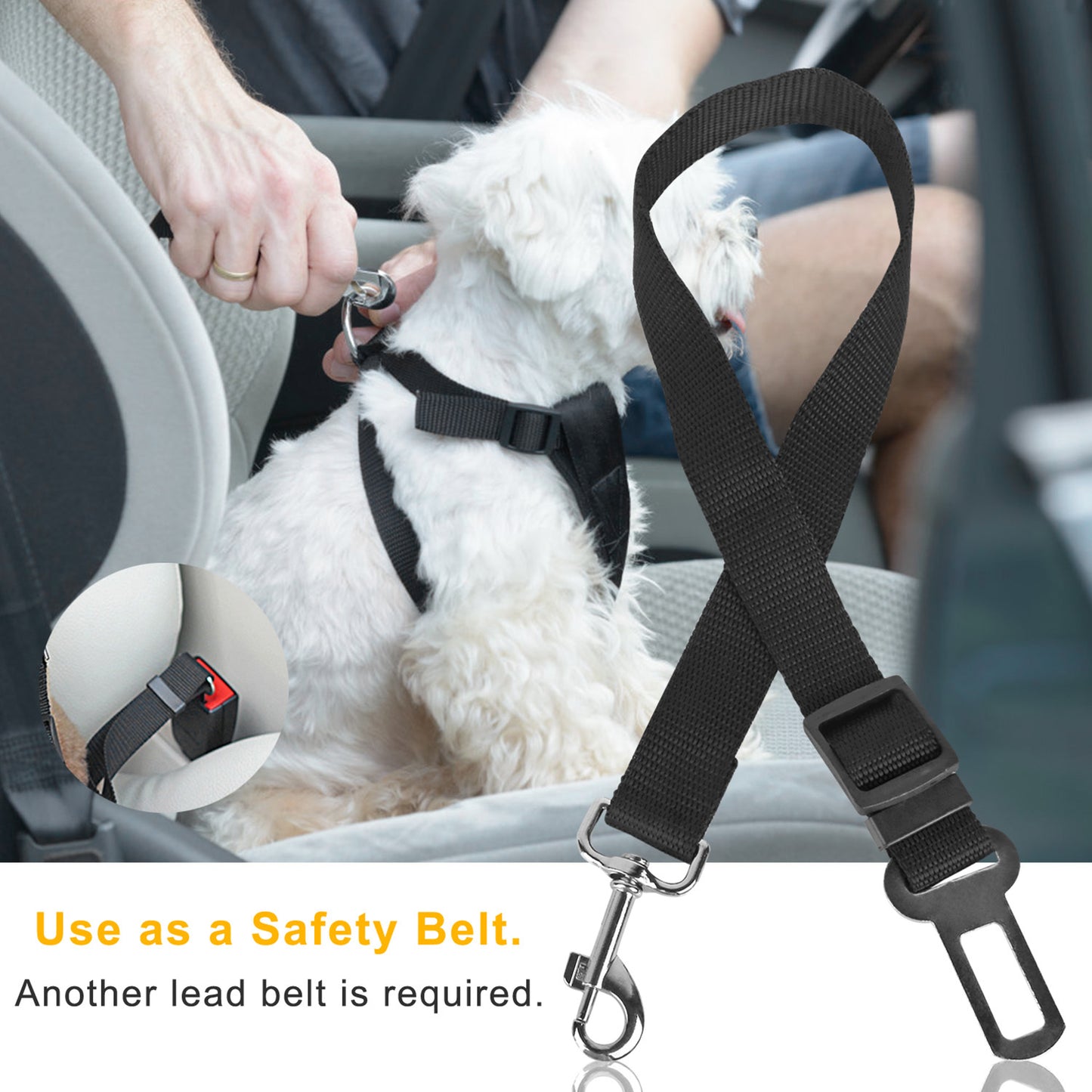 Adjustable Pet Seat Belt Leash for Dogs & Cats – 2Pcs Set