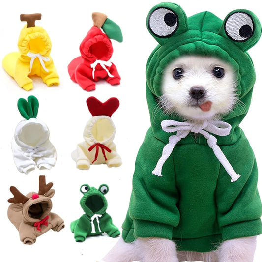 Cute Fruit Fleece Dog Hoodie – Warm Winter Coat for Small Dogs & Cats