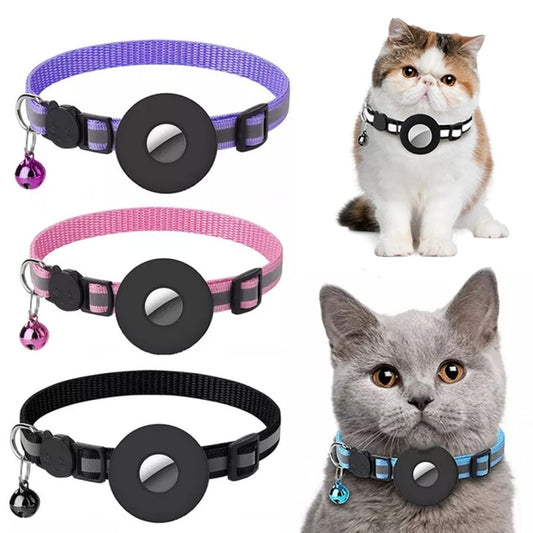 Reflective Nylon Pet Collar with AirTag Holder – Waterproof Pet Tracker Case