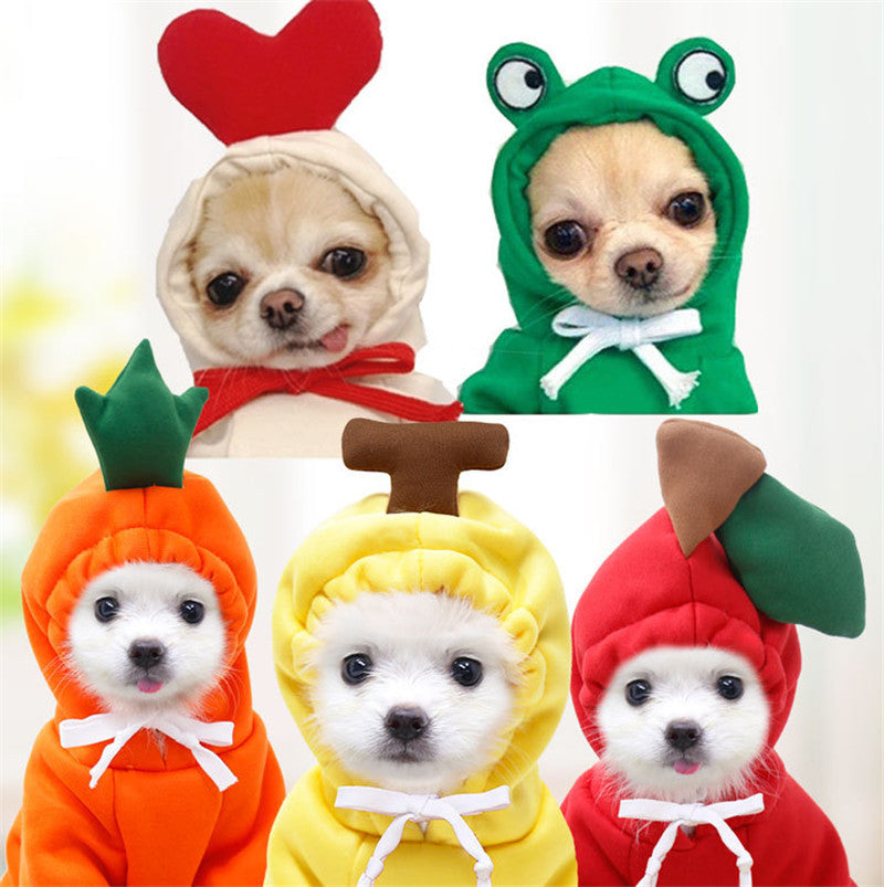 Cute Fruit Fleece Dog Hoodie – Warm Winter Coat for Small Dogs & Cats