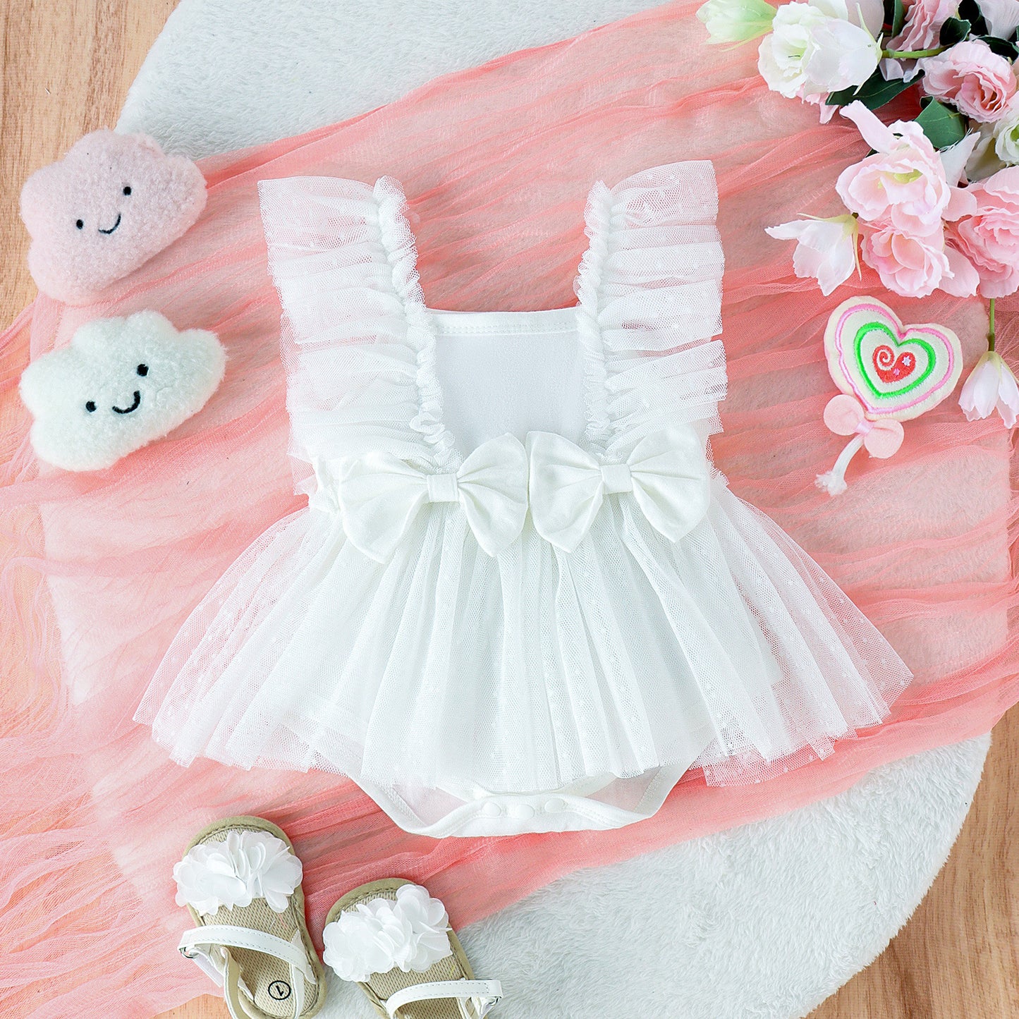 Baby Girl Jumpsuit – Cotton Net Skirt Princess Dress