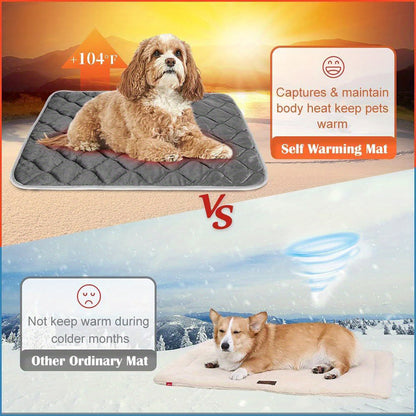 Self-Heating Pet Bed Mat for Dogs & Cats – Warm, Non-Slip, Washable Pad
