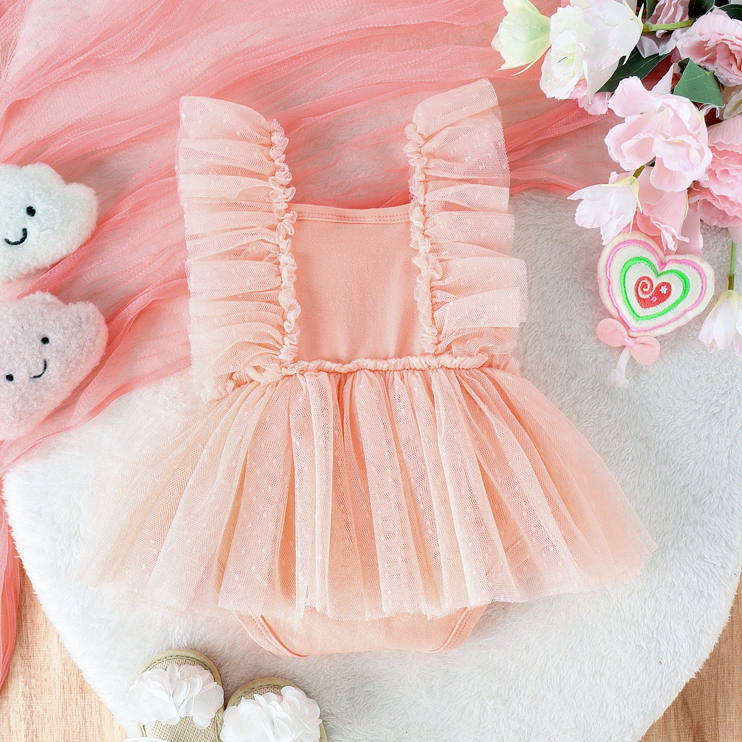 Baby Girl Jumpsuit – Cotton Net Skirt Princess Dress
