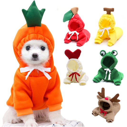 Cute Fruit Fleece Dog Hoodie – Warm Winter Coat for Small Dogs & Cats