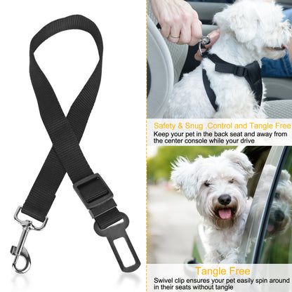 Adjustable Pet Seat Belt Leash for Dogs & Cats – 2Pcs Set