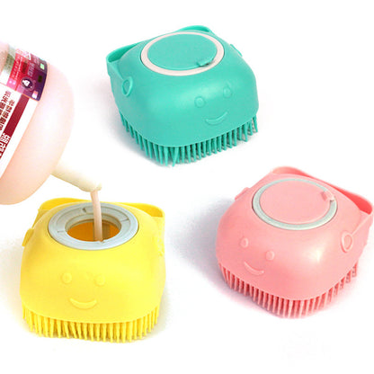 Silicone Pet Bath Massage Brush with Shampoo Dispenser