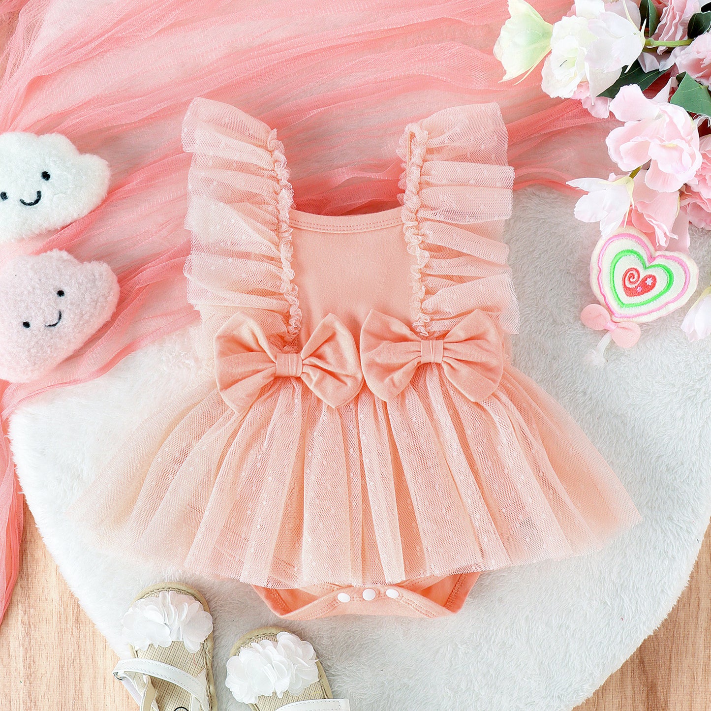 Baby Girl Jumpsuit – Cotton Net Skirt Princess Dress