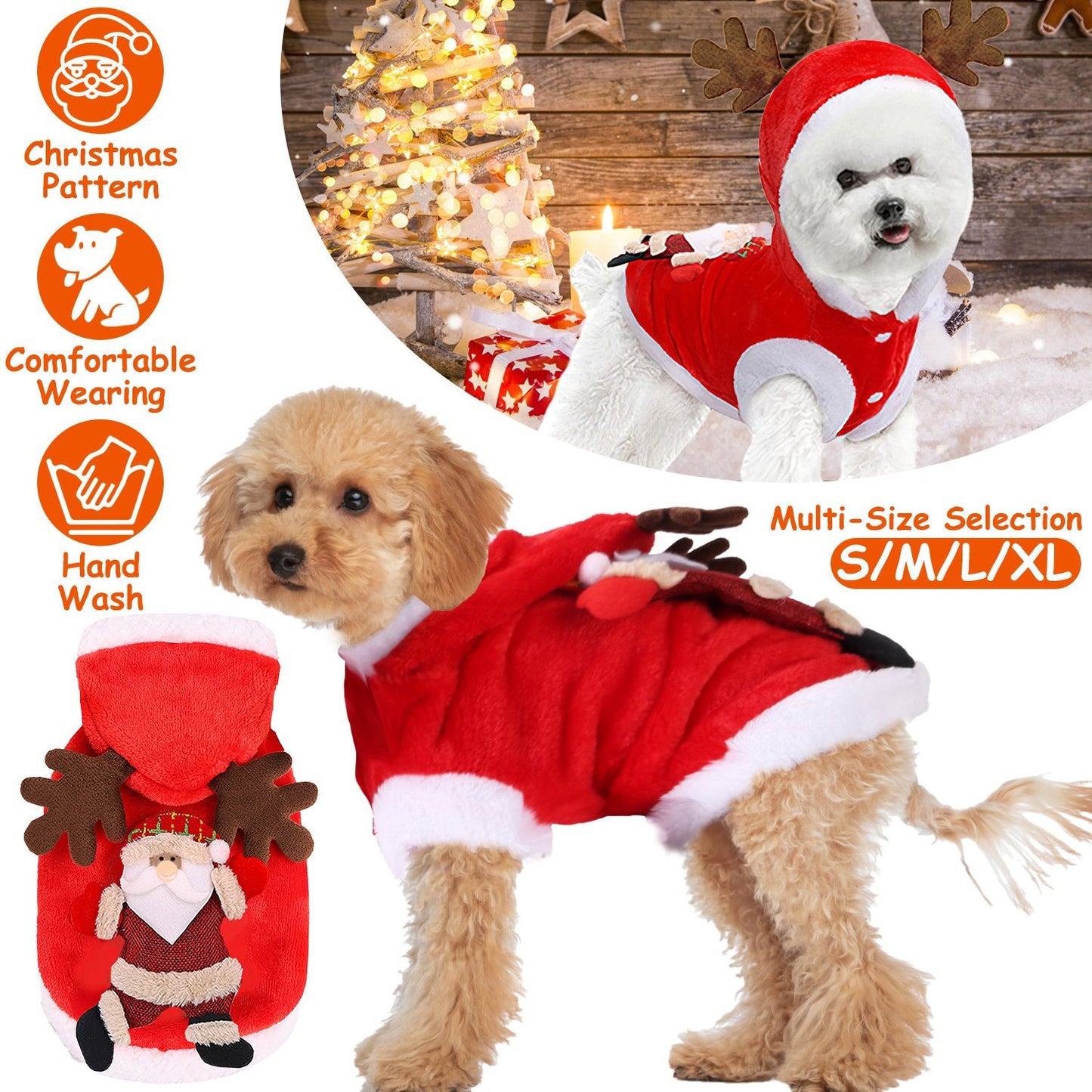 Pet Christmas Costume – Santa Claus Reindeer Outfit for Dogs & Cats